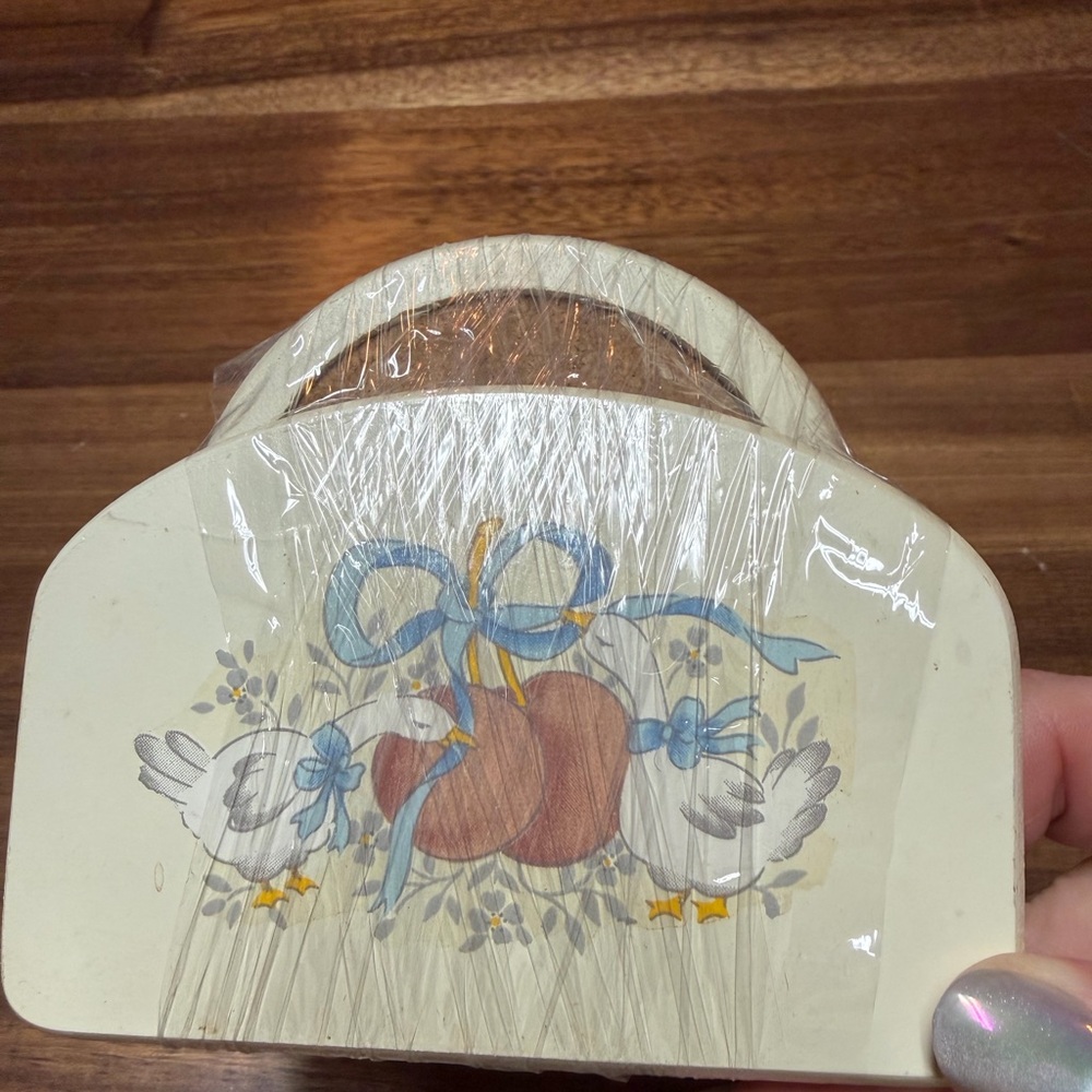 Decorative Cream and Blue Wooden Basket